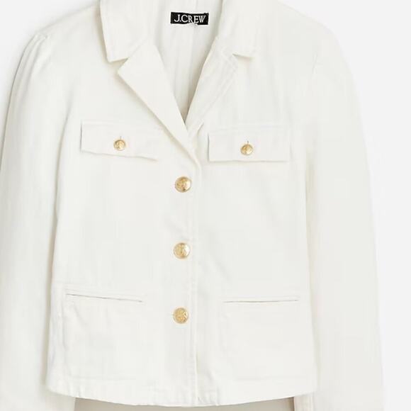 J.Crew Wm's Denim Blazer-Jacket in White with Gold Buttons SZ Wm’s 24 #0589 - Picture 1 of 8